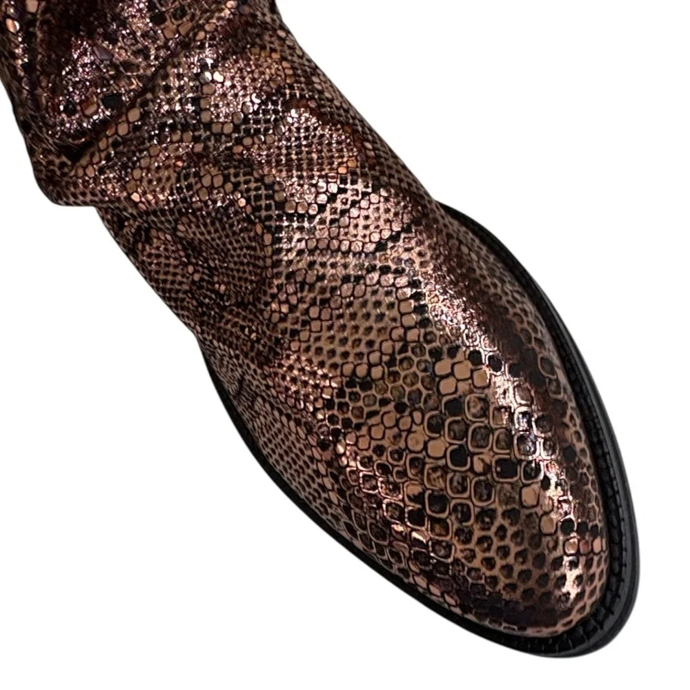 EUC Free People Leather Amarone Cooper Snakeskin Boots Size 7.5
